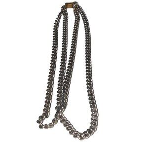 Silver Double Chain Necklace 16” Vintage